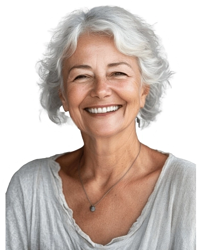Smiling senior woman showing a confident, natural-looking smile