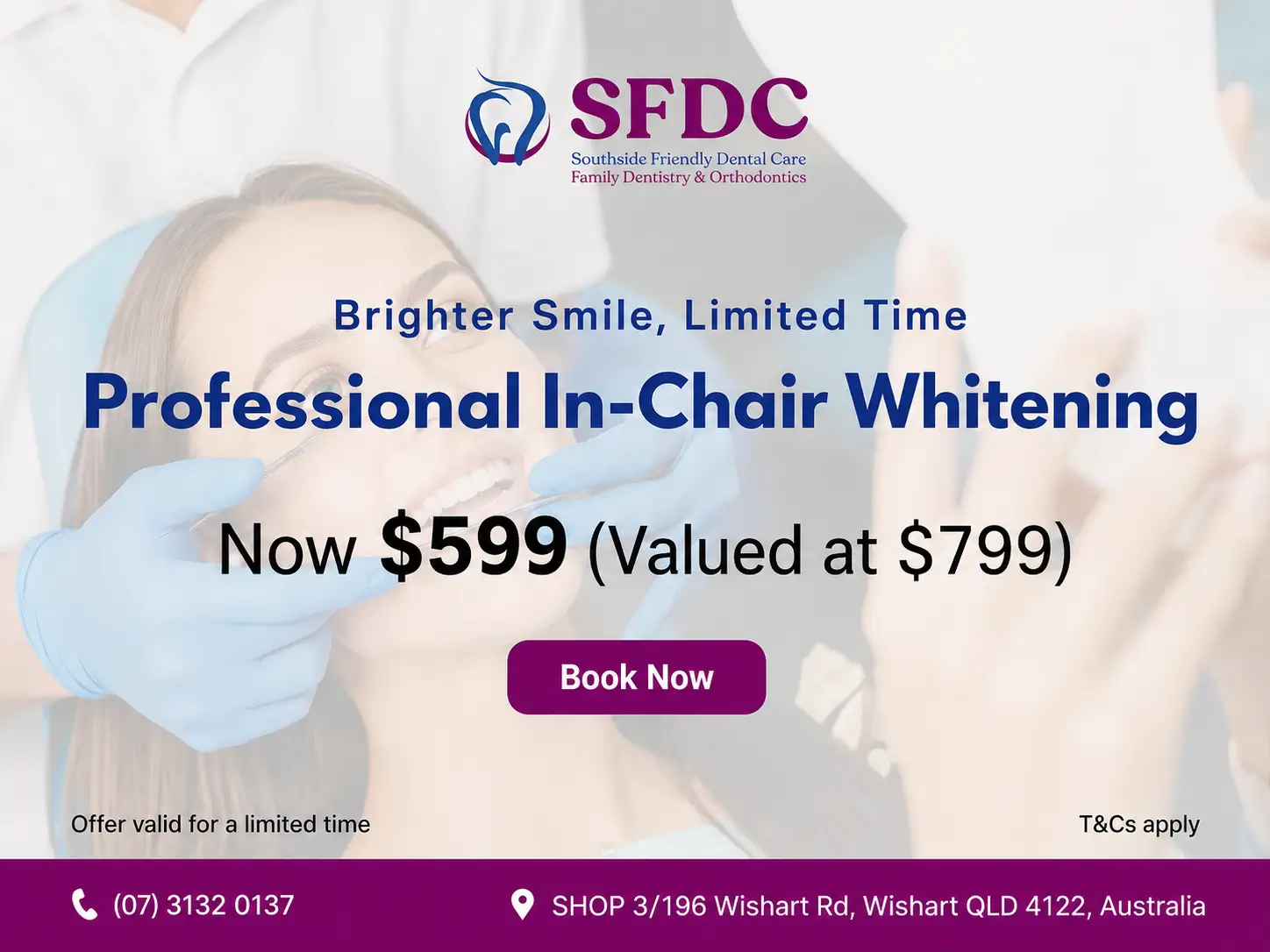 Patient undergoing an in-chair teeth whitening consultation