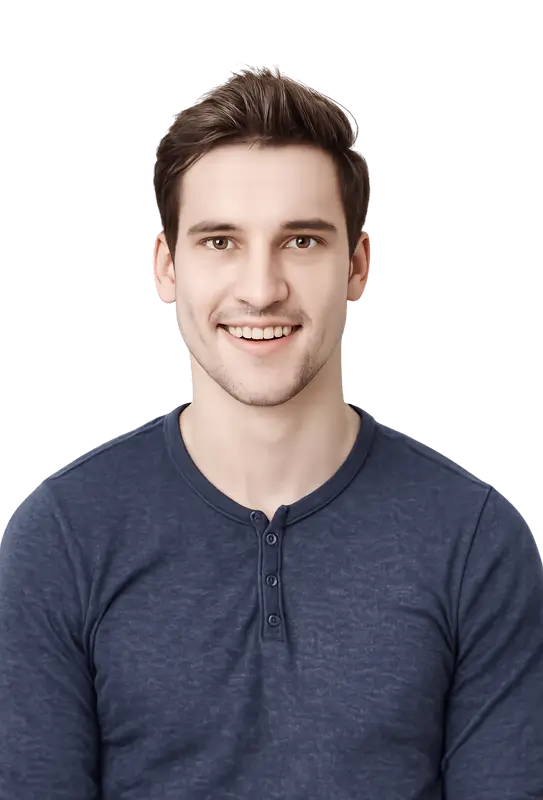 Broken tooth repair smiling man