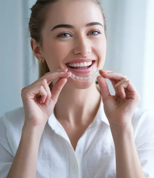 person holding clear aligner