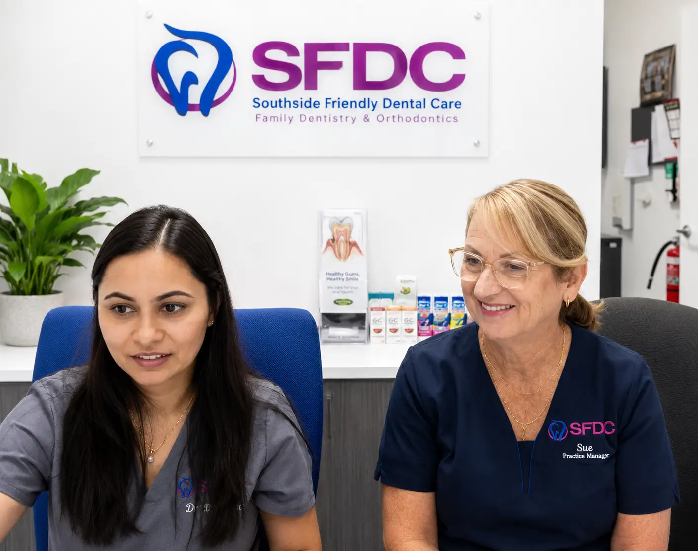 Southside Friendly Dental Care team members at the reception desk