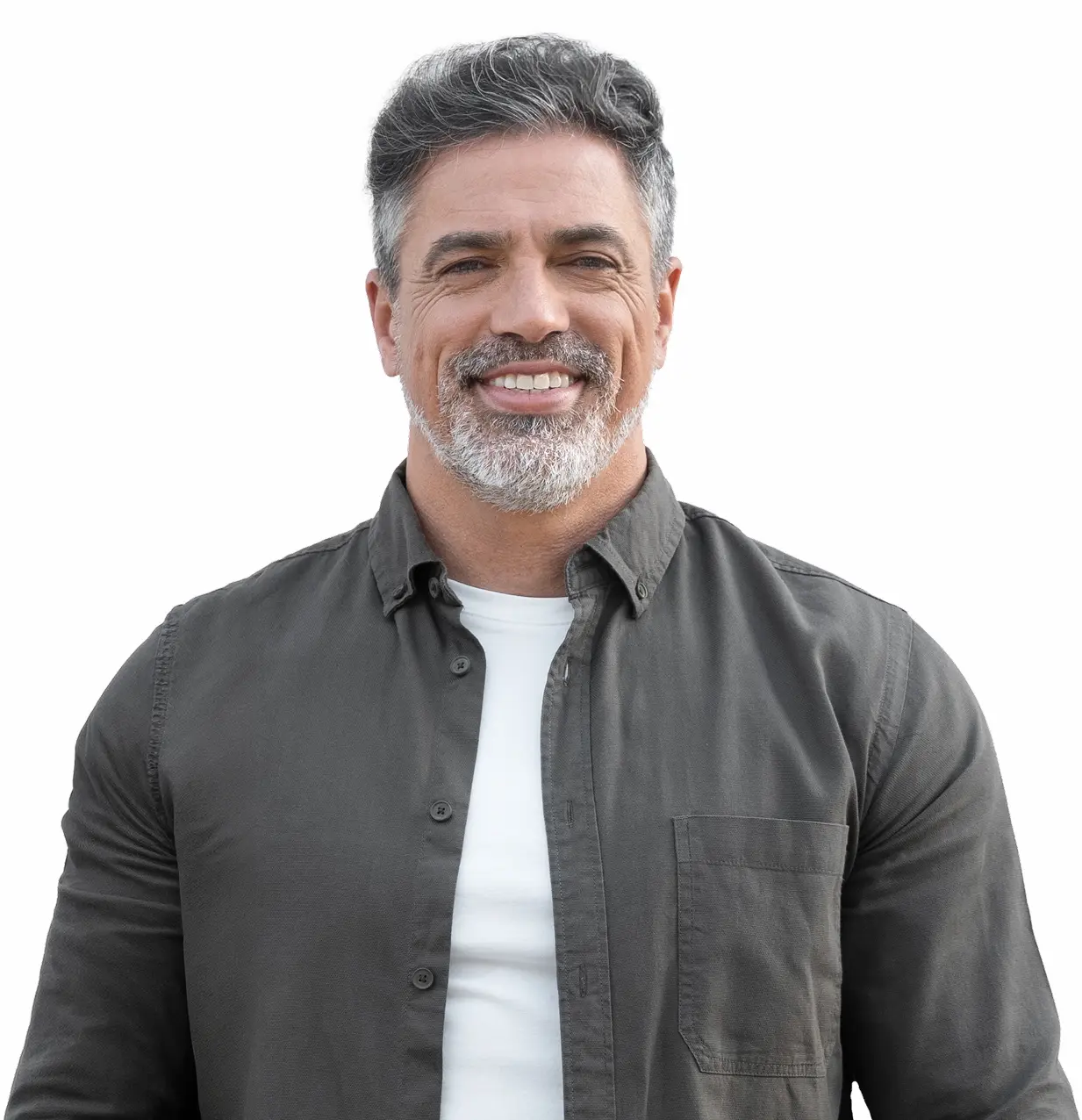 Smiling mature man with healthy natural-looking teeth